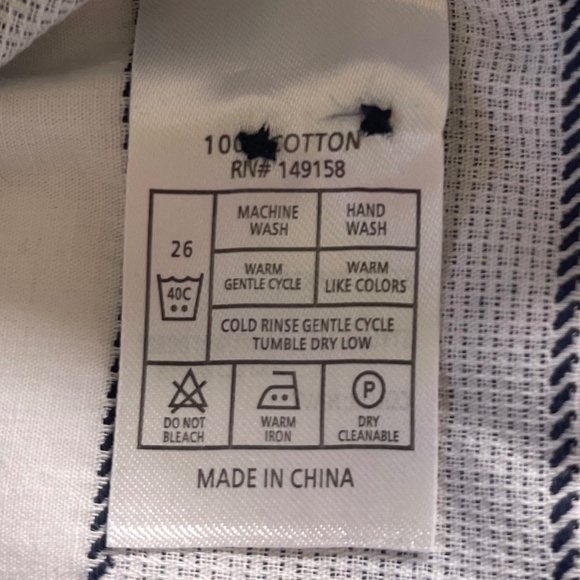 NWT Craft + Flow Men's Parker Long Sleeve Collard Navy Striped Button Up Size L - Picture 5 of 6